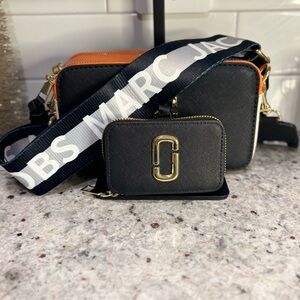 Marc Jacobs Black and Orange Crossbody Bag with Gold Accents